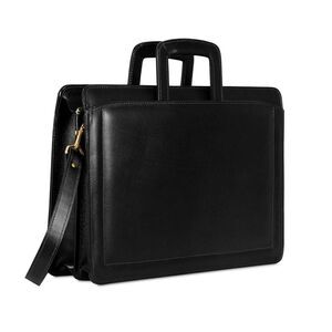 Jack Georges BELTING SLIM LEATHER BRIEFCASE in Black Like New